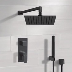 Matte Black Rain Shower System with Handheld, Rain Shower Head, Shower Faucet Set